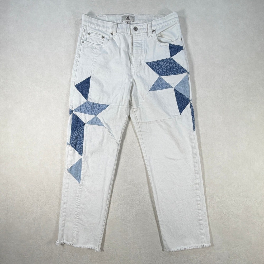 Lucky Brand x Laura Ashley White Patchwork Floral Straight Leg Jeans 8 29